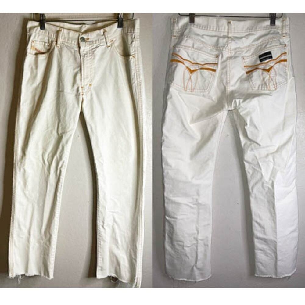 Vintage Diesel White Jeans Mens 32x29 Made in Italy 100% Cotton Y2K Frayed